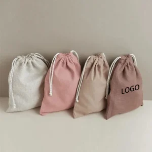 RTS Wholesale Durable Organic Canvas Cotton Jewelry Pouch Drawstring Shoe Bag Gift Bag Custom Dust Bags Covers with Logo Print